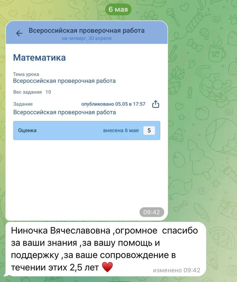 Пятёрка за всероссийскую проверочную работу